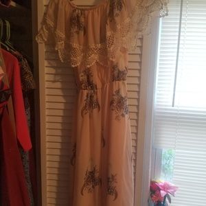 Coral off the shoulder dress